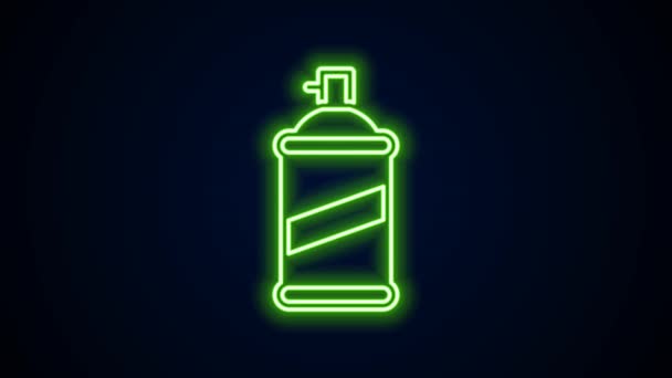 Glowing neon line Paint spray can icon isolated on black